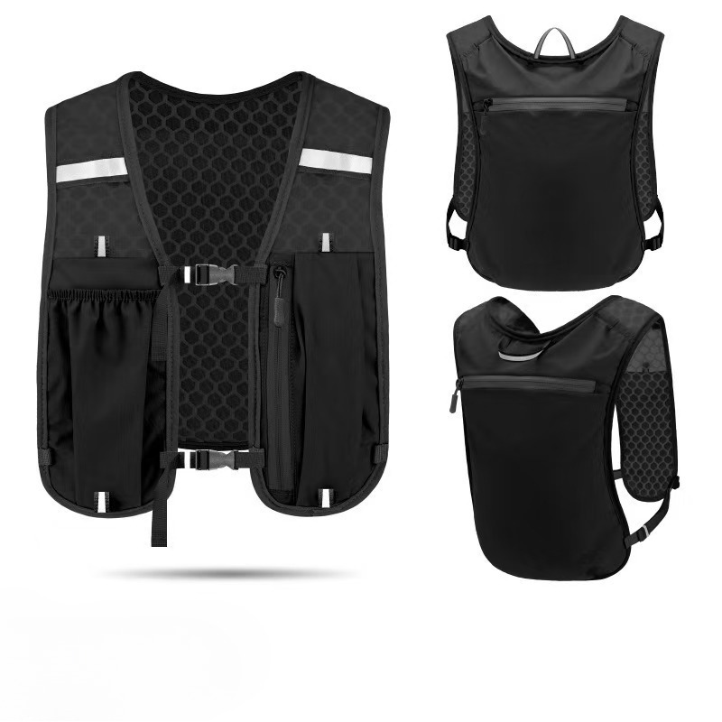 Running Gear Essential - ランニング＆サイクリングスポーツ用反射軽量ベスト、携帯電話収納ポケット付きハイドレーションチェストパック、アウトドアギア