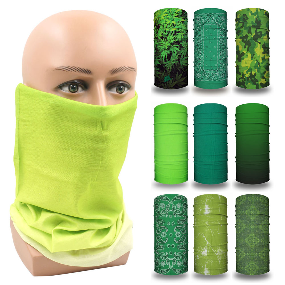 Running Gear Green - グリーンフェイスバンダナカバーハイキングネックゲートル男性女性ランニングキャンプ屋外ヘッドバンド薄型シームレスチューブサイクリングヘッドスカーフ