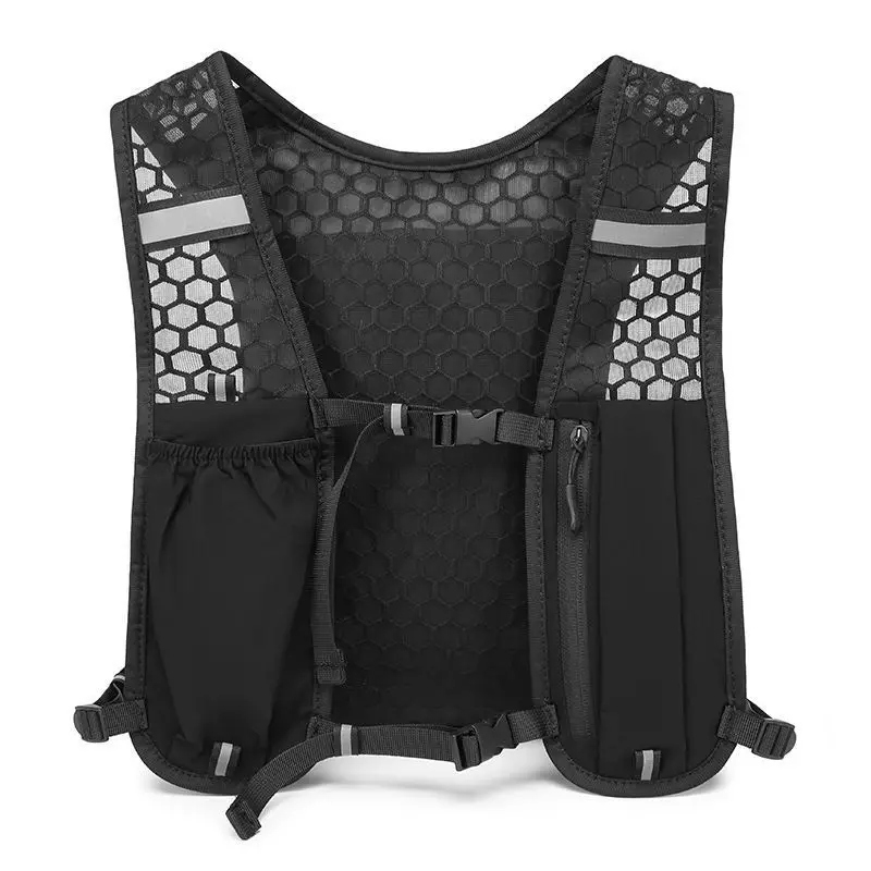 Running Gear Essential - 反射素材の軽量ランニングベスト、サイクリング＆スポーツ用、ハイドレーションチェストパック、スマホ収納ポケット付き、アウトドアギア