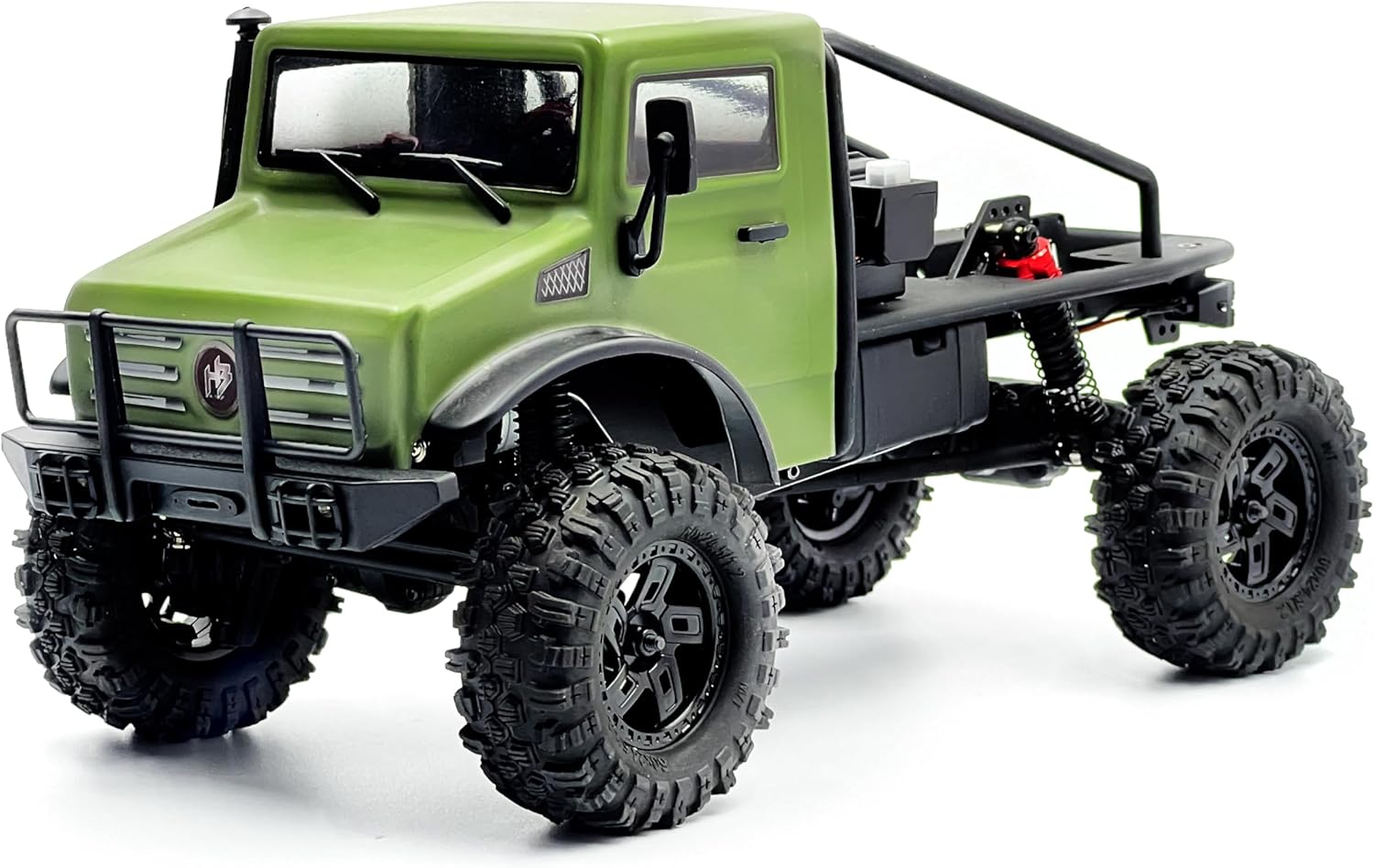 Running Gear Green - 1/18スケール ラジコン クローラートラック - ブラシレスモーター、ポータルアクスル、メタルギア、すぐに走れる状態、2S/3S LiPo対応、マットグリーン
