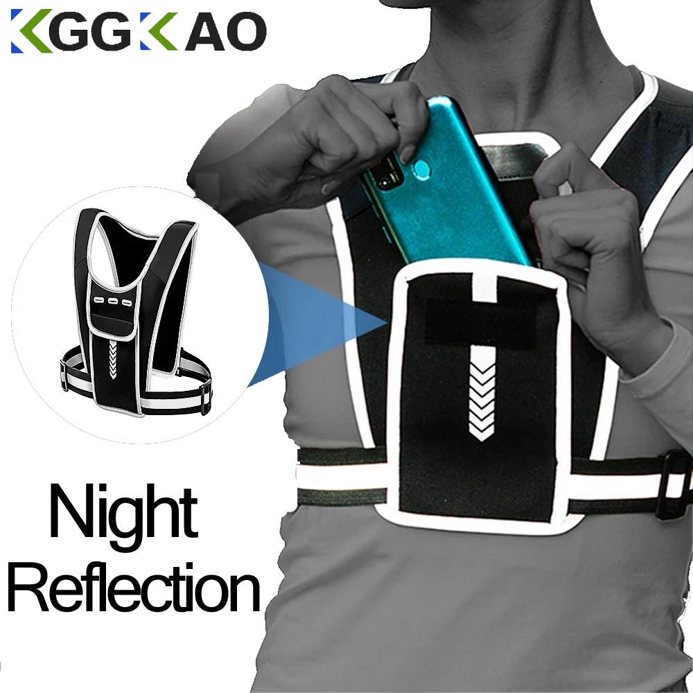 Running Gear Essential - 男性と女性のための電話ホルダー付きランニングベスト,防水携帯電話とキーバッグ,反射型,トレーニング用