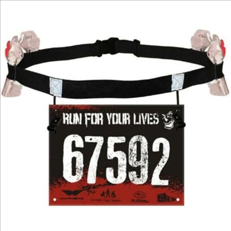 Running Gear Motor - ランニングレースナンバーベルトウエストパックビブホルダートライアスロンマラソンサイクリングモーター用6ジェルループ付きフィットネススポーツアクセサリー