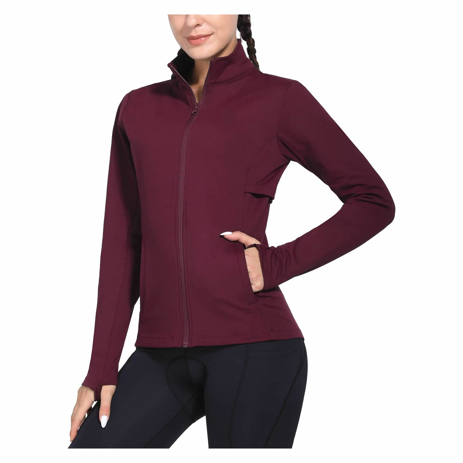 レディース冬用防寒フルジップサーマルワークアウトウェア防水フ - Running Gear For Cold Weather のレビューと価格