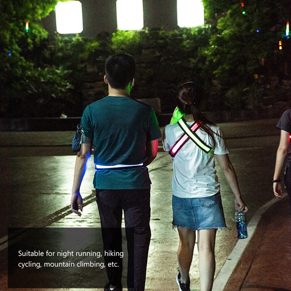 LED充電式反射ベルト調節可能なグリーンランニング安全ストラ - Running Gear Green のレビューと価格