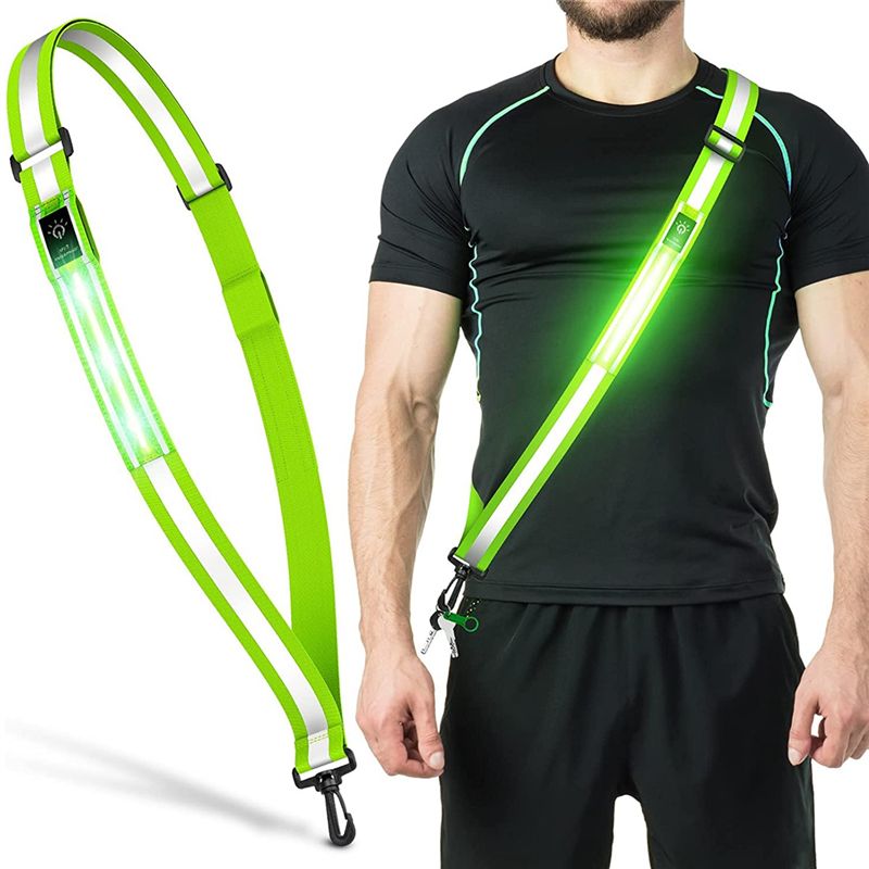 ABPF LED反射ベルトウォーキングギア、夜間歩行者用安全 - Running Gear Green のレビューと価格